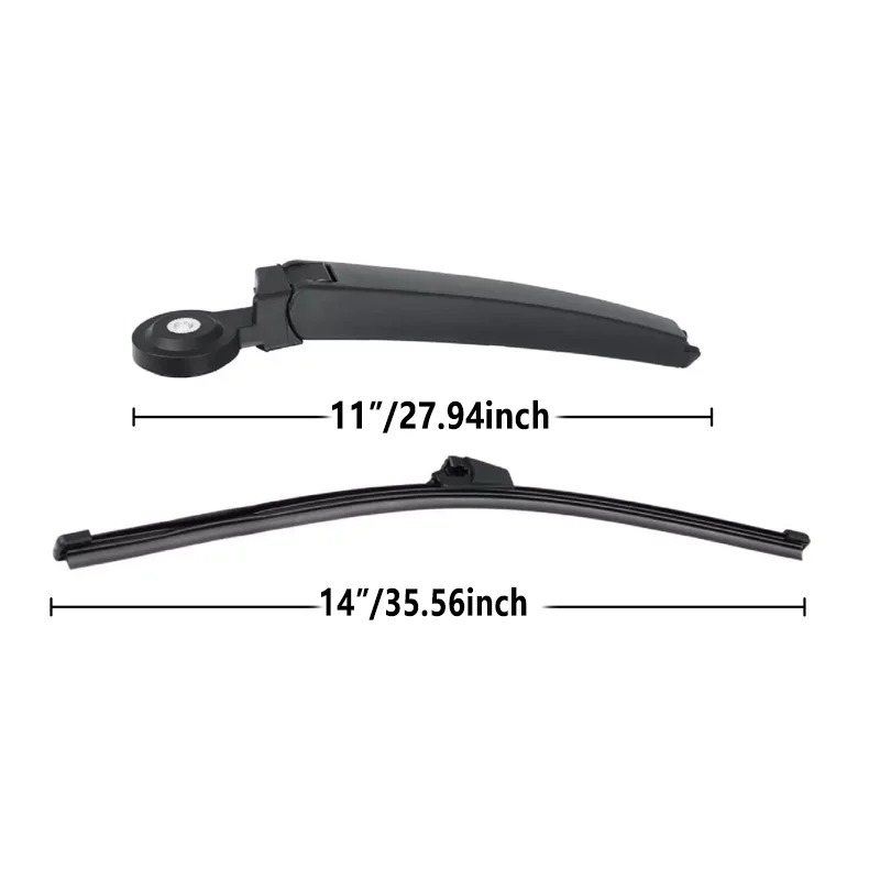Jeu Balai Et Bras D'Essuie-Glace Arrière 16" Pour VW Touran 2003-2010 - Compatible OEM 1T0955707A - Caoutchouc Noir Toutes Saisons