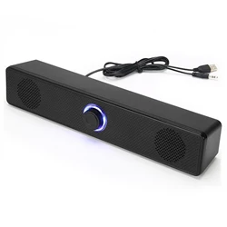 Compact Wired Stereo Sound Bar with 4D Surround (Black)