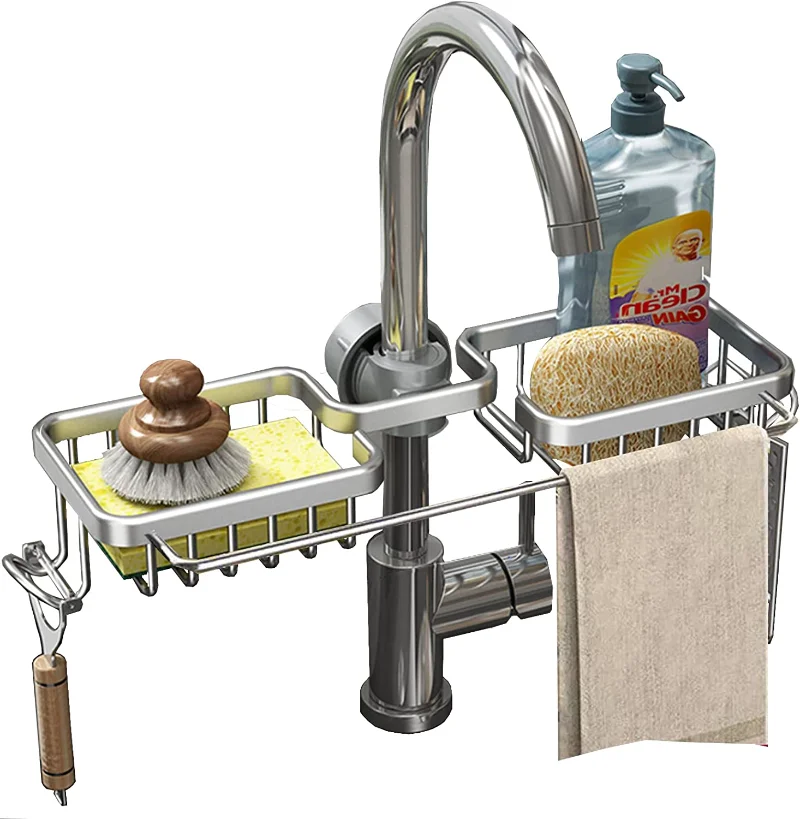 

Sponge Holder for Kitchen Sink, Stainless Detachable Faucet Drain Rack for Kitchen Sink Organizer and Storage