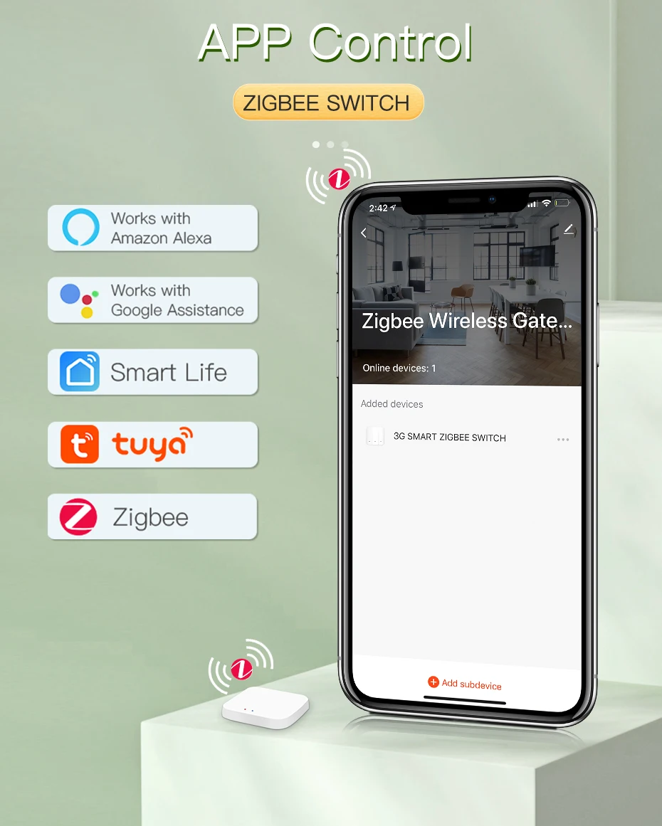 Zigbee Touch Switches 1/2/3Gang 1Way Wireless Control Smart Light Switch Wifi Wa