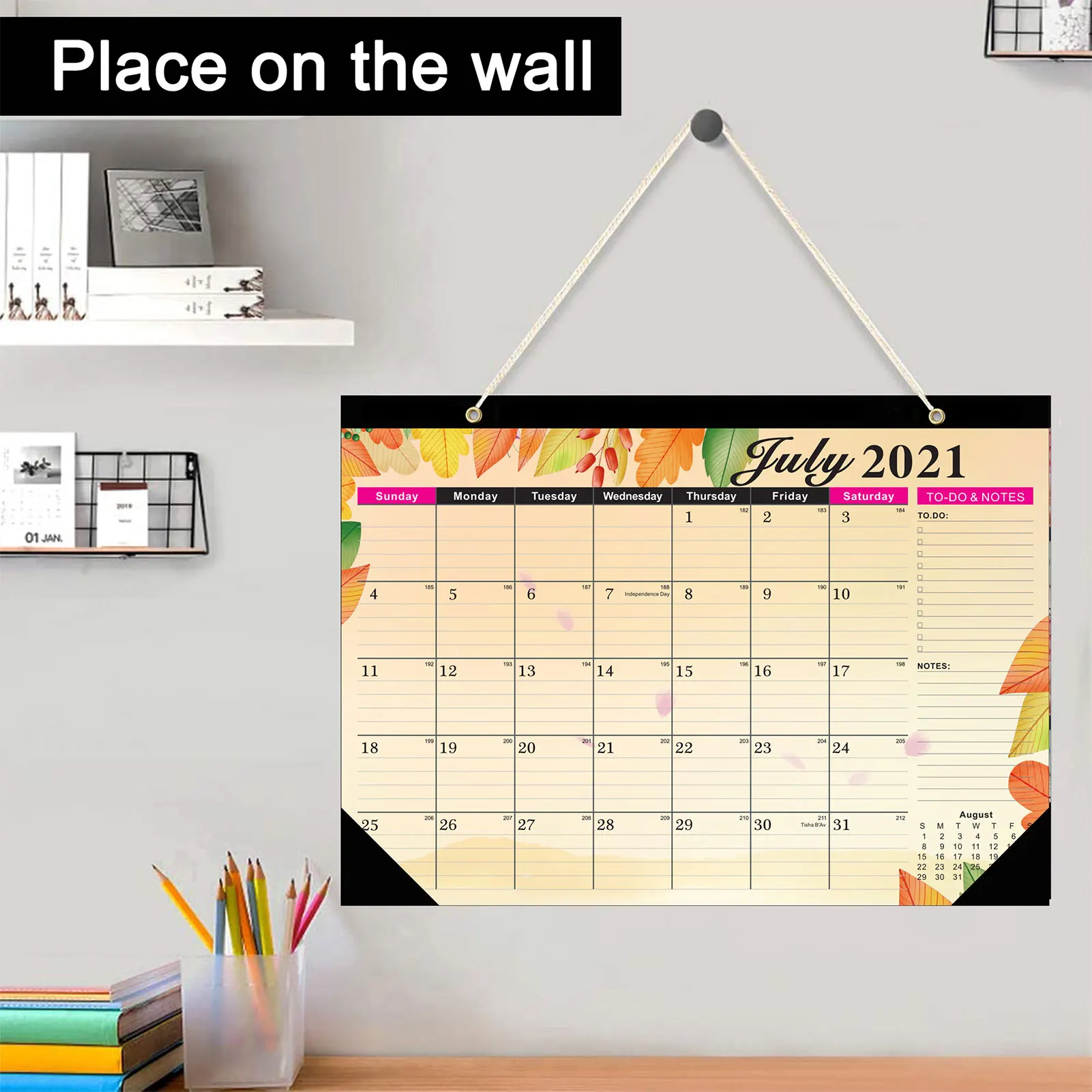 Governados e Furos de Tapeçaria Calendário Meses Grande Página Mensal 12x16.9 Jul Dec Grandes Blocos Fácil Rasgar 2022 18 6 Online shopping