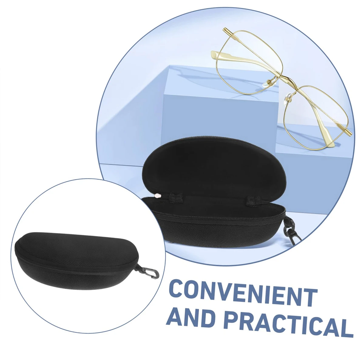 Portable Zipper Carabiner Sunglasses Protector Box Hard Glasses Case Travel Pack Eyewear Accessories Hook glasses case
