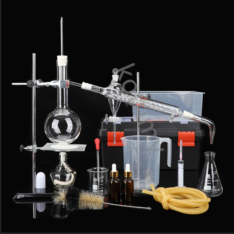 Essential Oil Distillation Kit Distillation Apparatus Condenser Distilled Water Purification Extraction Full Set