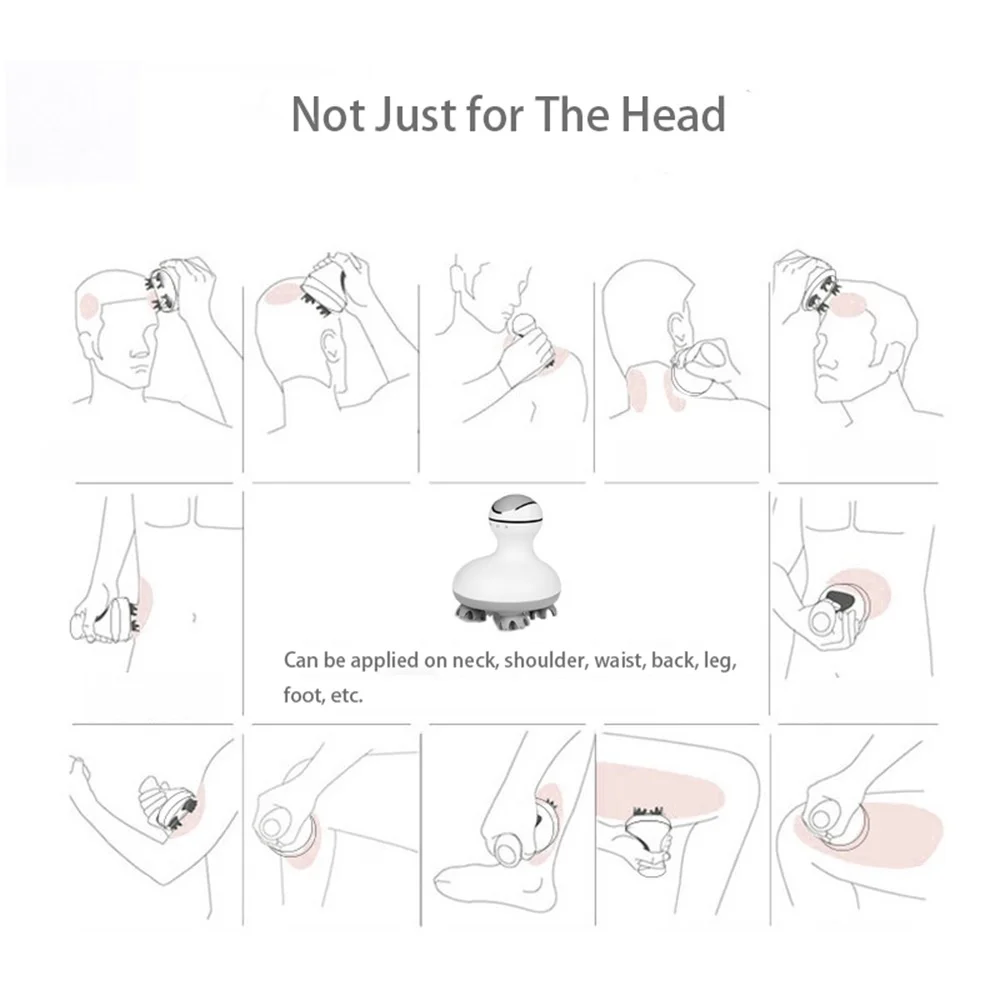 Electric 3D Head Massager Wireless Body Shiatsu Kneading Vibration Massage MachineScalp Relax Massager For Head Health Care