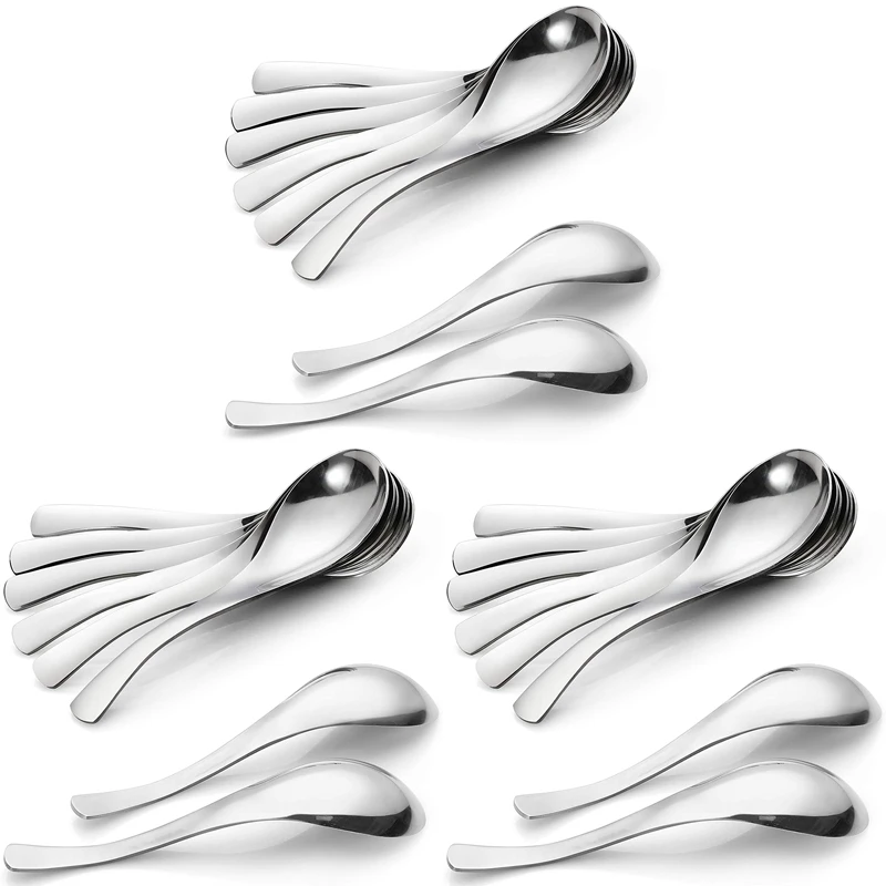 24 Pack Soup Spoons, Stainless Steel Soup Spoons, Thick Heavy Weight