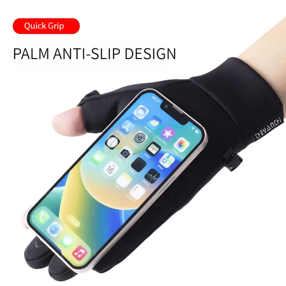 GTUBIKE Winter Fishing Gloves 2 Finger Flip Waterproof Windproof Warm