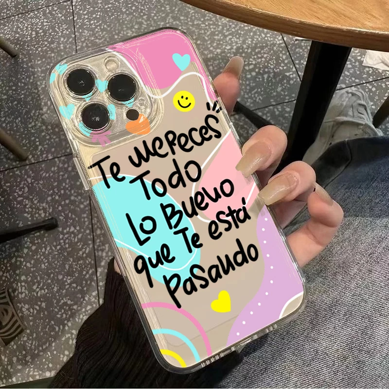 Motto Cartoon Letter Transparent Soft Phone Case Cover