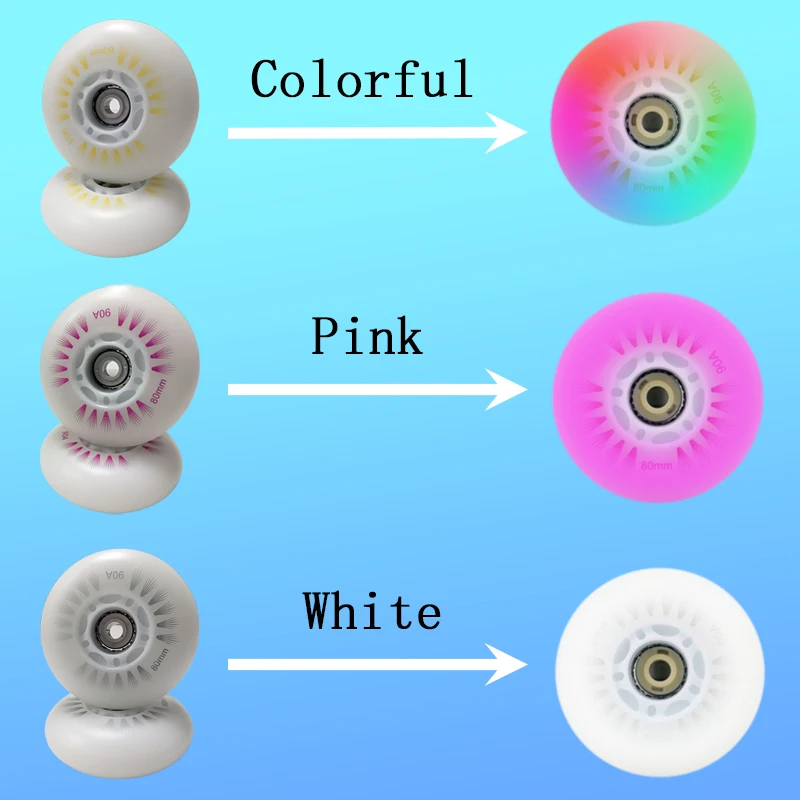 4pcs LED Flash Wheels 68mm/72mm/76m/80mm Inline Skates Rock Fancy Skates Light Up Wheels PU Tires Multi-color available roller skating wheels