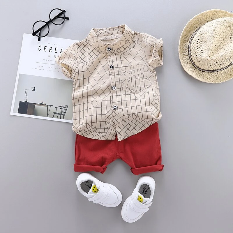 

2020 Summer Children's Clothing Boys Short Sleeve T-shirt Blouse+Shorts Casual Outfits Set Toddler Infant Baby Boy Clothes Suit