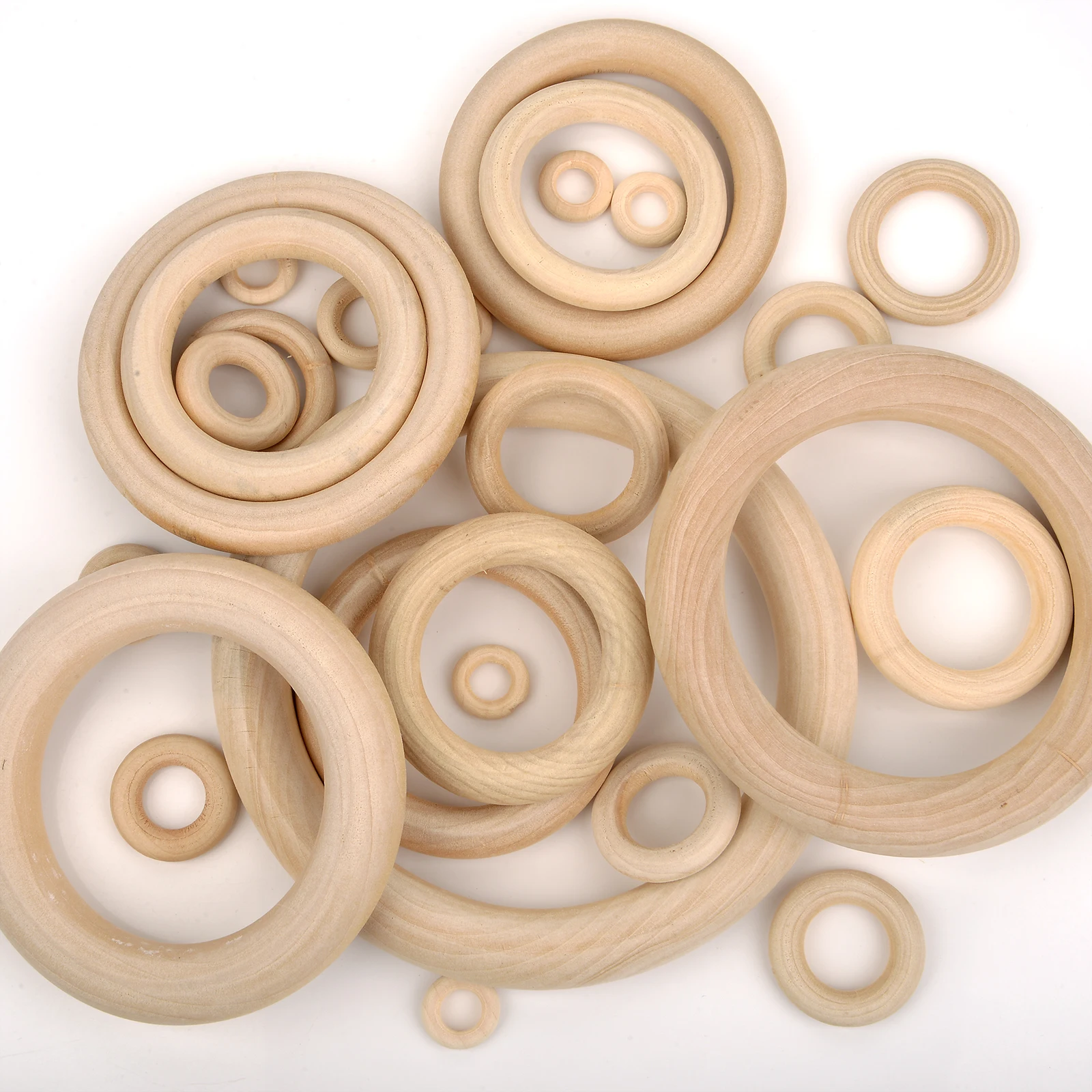 Unfinished Solid Natural Wooden Teething Ring Wood Lead-Free Beads For  Ornaments Connectors Jewelry Making Macrame