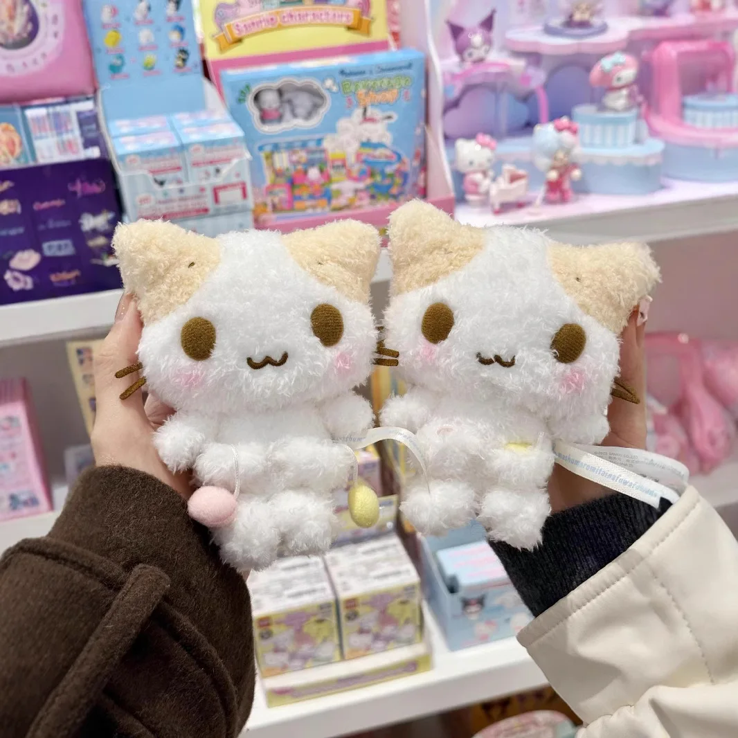 マシュマロ猫ぬいぐるみキーホルダー 白ふわマスコットぬいぐるみ