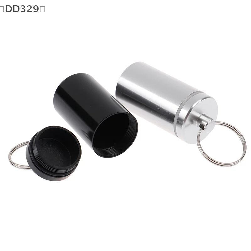 〔DD329〕Mini Drug Bottle Holder Aluminum Alloy Medicine Container Small Portable Pill Box Case Waterproof Keychain Keep Tool