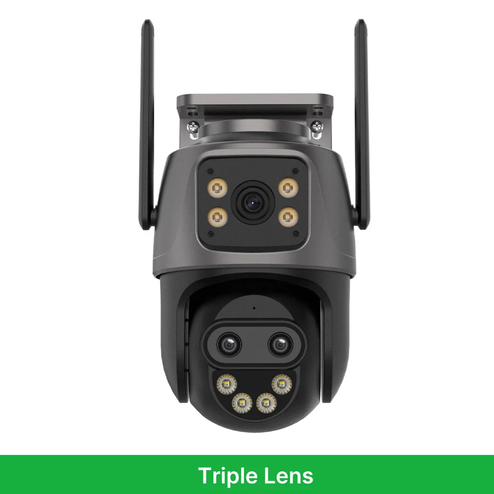 Ultra HD Triple-Lens Outdoor WiFi Security Camera with Auto Tracking