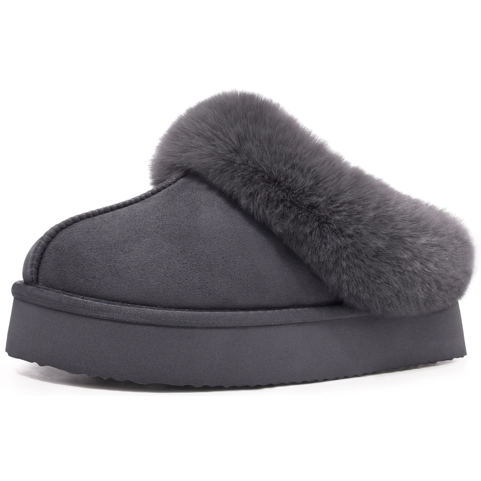Warm Womens Suede Slippers Winter Memory Foam Fur Lined