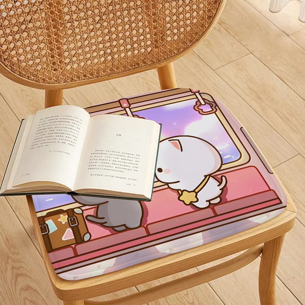 Peach and Goma  Four Seasons Fabric Cushion Non-slip Living Room Sofa Decor Students Stool Tatami Office Chair Mat Pad 4
