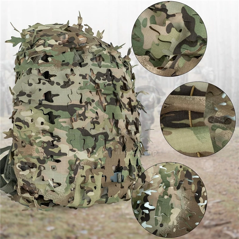 Bionic Camo Net sport Backpack Cover 3D Laser Tree Shape Camouflage Hunting Bags Cover Paintball Paratrooper Hunting Accessories 4