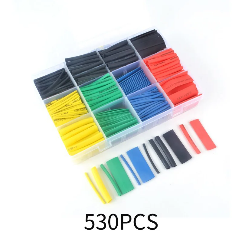 

530pcs Heat Shrink Tubing Insulation Shrinkable Tubes Assortment Electronic Polyolefin Wire Cable Sleeve Kit