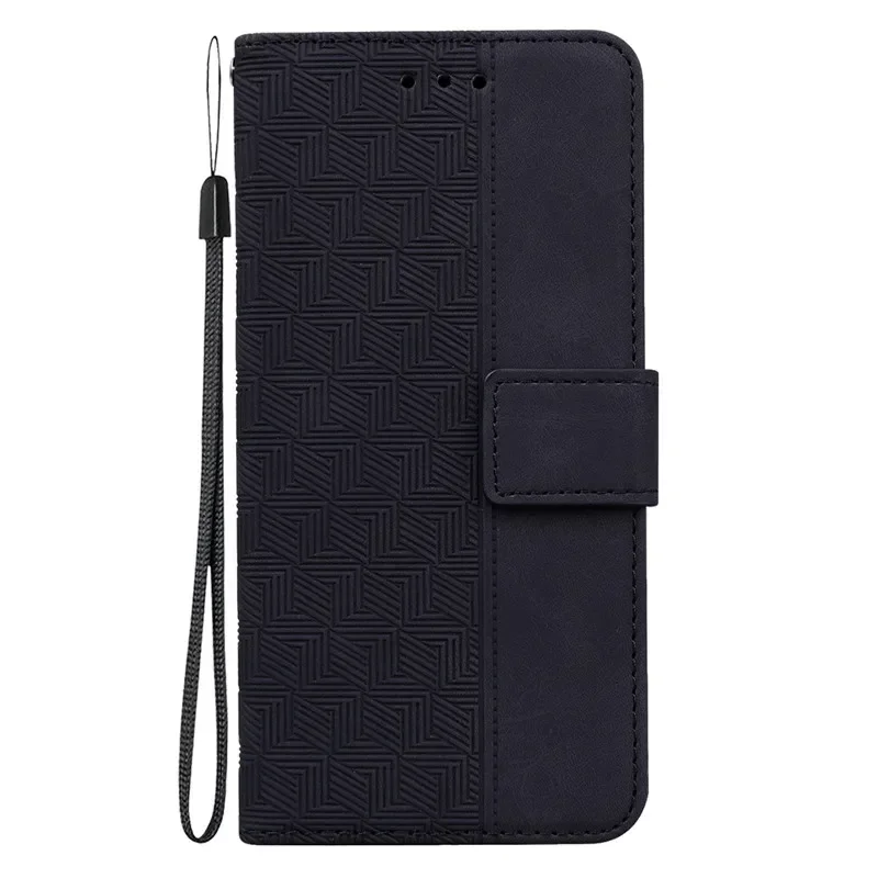 Geometric Textile Pattern Magnetic Wallet Leather Phone Case Cover