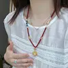 Original Retro Luxury Jadeite Red Agate Detachable Necklace for Women Personalized Pendant Gift Jewelry Accessories