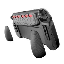 Ergonomic TPU Hand Grip with Game Card Case & Extra Grip Pads (Black)