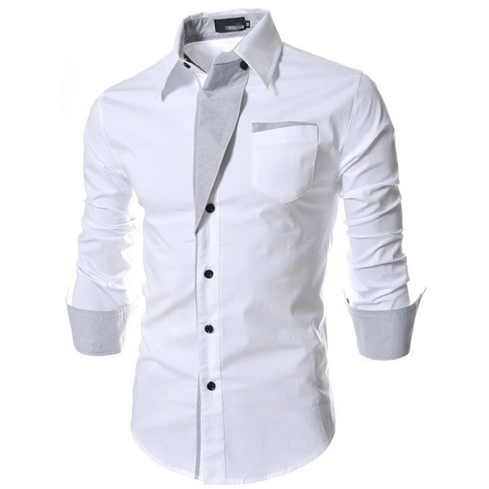 Formal Business Shirts Tops for Men, Slim Fit Dress Shirt with Long Sleeve, Polyester Fabric, M 2XL Sizes, Color Choices men s advanced business watch nylon band glow shockproof waterproof calendar watch with multiple color choices