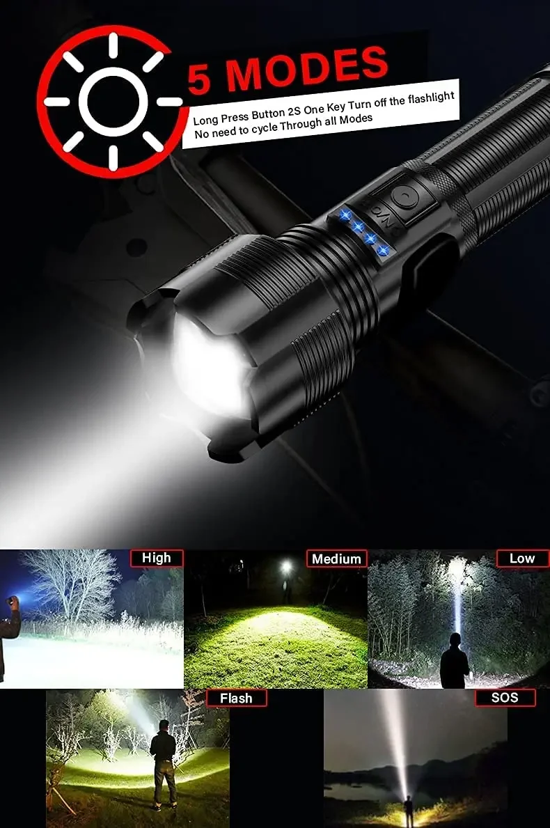 높은 루메 Led 손전등 고품질 P70.2 P50.2 전술 사냥 토치 Usb 충전식 Zoomable 랜턴 18650 AAA 배터리