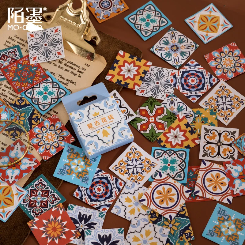 46pcs Vintage Flower Label Scrapbooking Stickers Mandala Flora Sticker for Craft Album Decor Sealing |