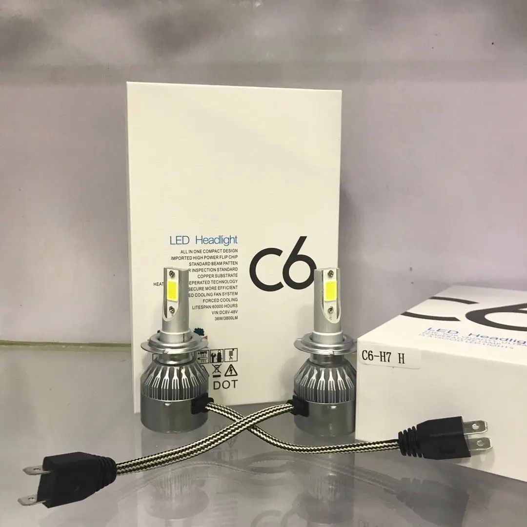 Car LED Headlights 2Pcs C6 H4 H7 H11 9005 9006 7600LM 36W LED Hi / Lo Beam Light Bulbs colour 6000K