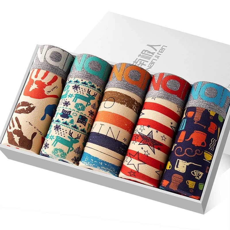 

Трусы-боксеры мужские, хлопковые трусы-боксеры, дышащие, с принтом, эластичные боксеры, удобные трусики