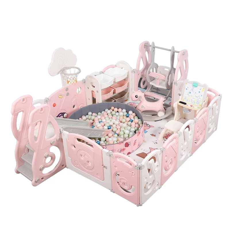 New Design Safety Play Door and Game Panel Baby Foldable Plastic Playpen