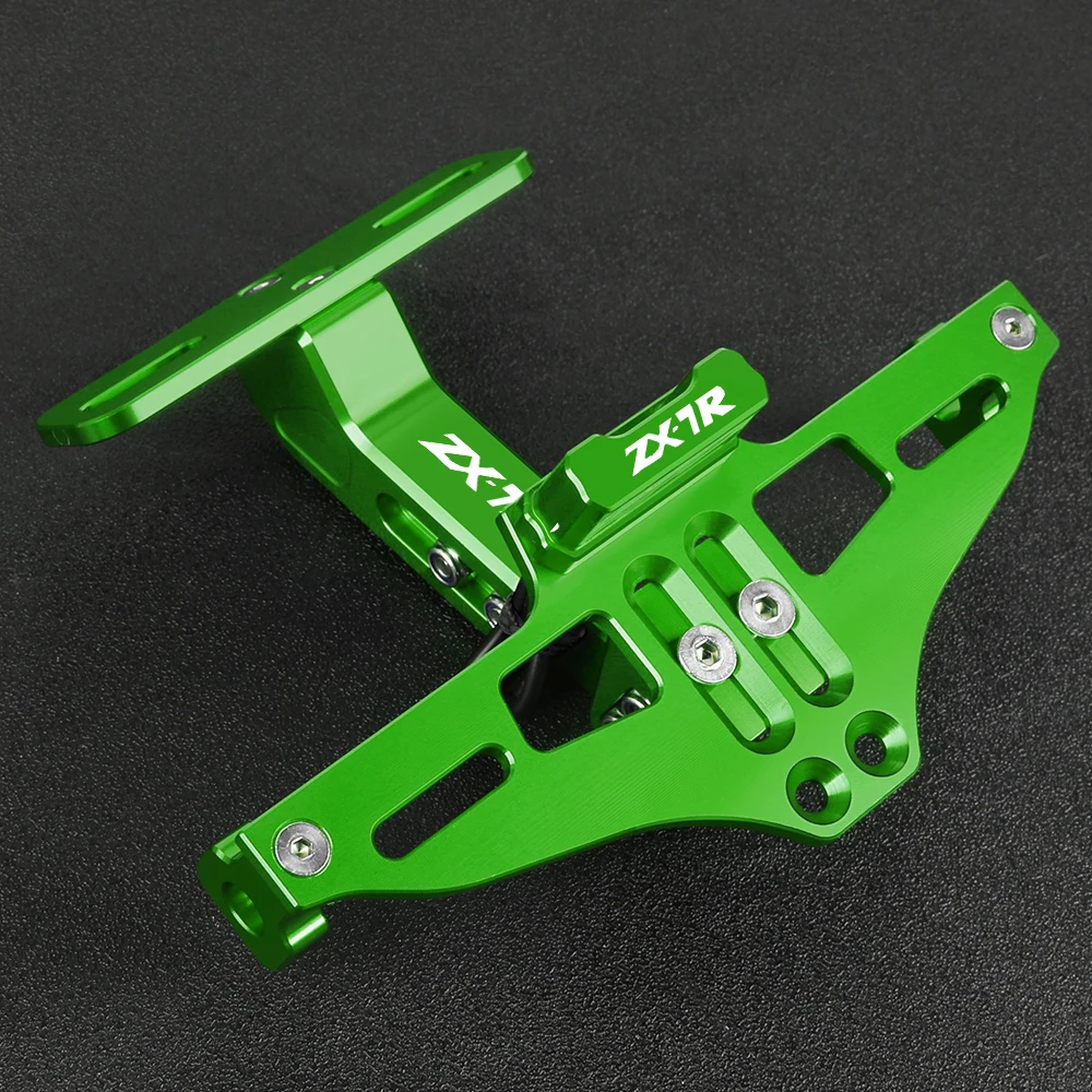 

For KAWASAKI ZX7R ZX-7r ZX 7R 1989-2023 Fender Eliminator Adjustable License Plate Holder Bracket LED License Plate Holder Frame