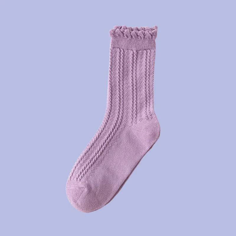 11/22 Pairs Autumn New Women's Socks Retro Style Candy Color Socks Breathable Vertical Stripe Pattern Cotton Socks