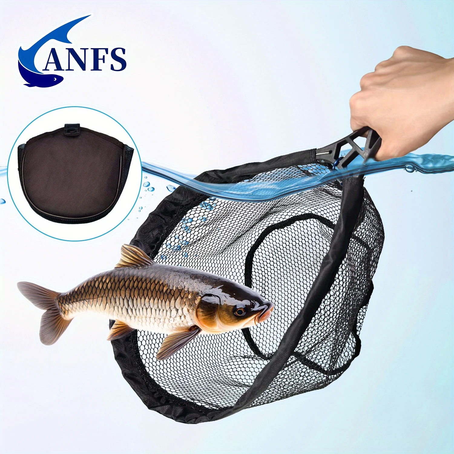 ANFS Durable Lading Fishing Net with Storage Bag-Portable Fly Fishing Gear, Amazing Gift For Angler