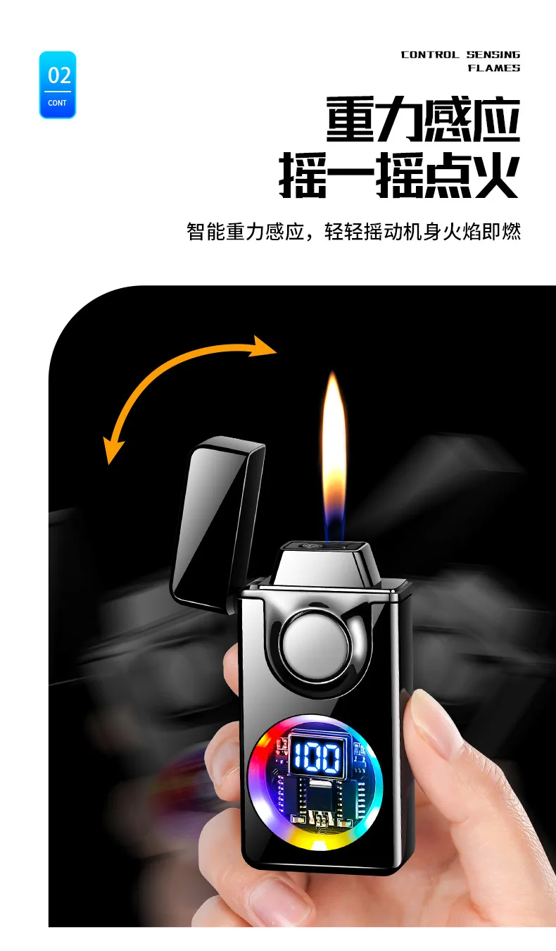 Description Picture 6 of item2025 Voice Controlled Ignition Gas Lighter 4 Ignition Methods Battery Display Open Fire Switching Jet Fire USB Electric Lighters