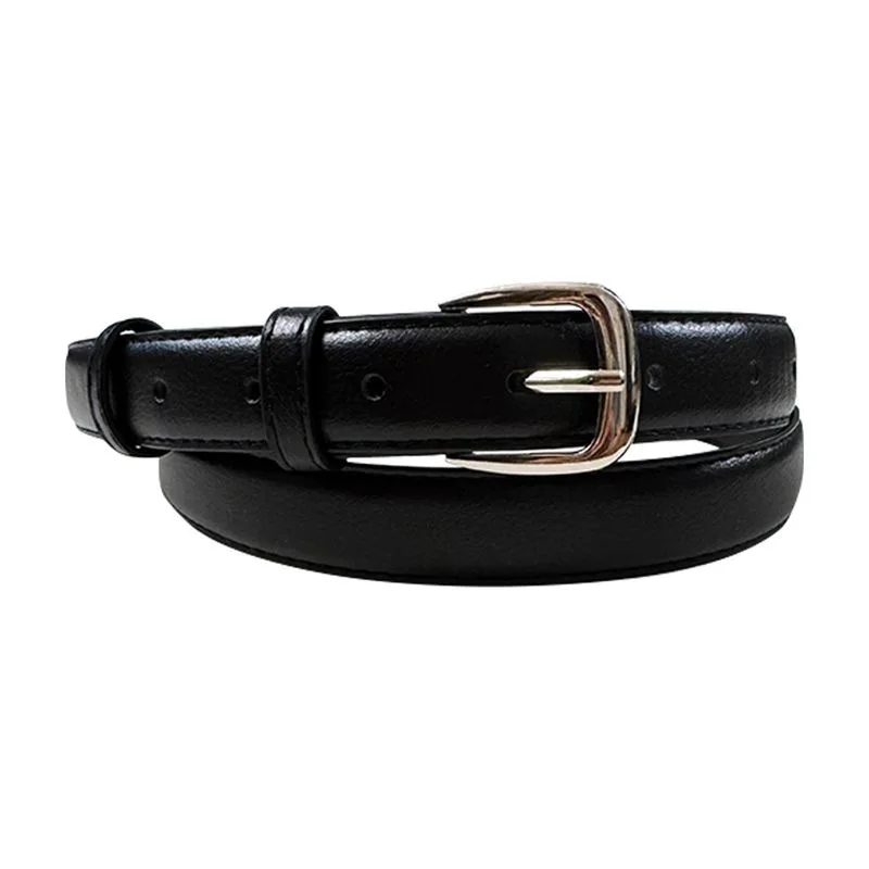 Black pink-buckle Decorated Extended Large Sized PU Belts For Women Length 120cm