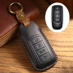 Luxury Leather Keychain and Holder Case (Black)