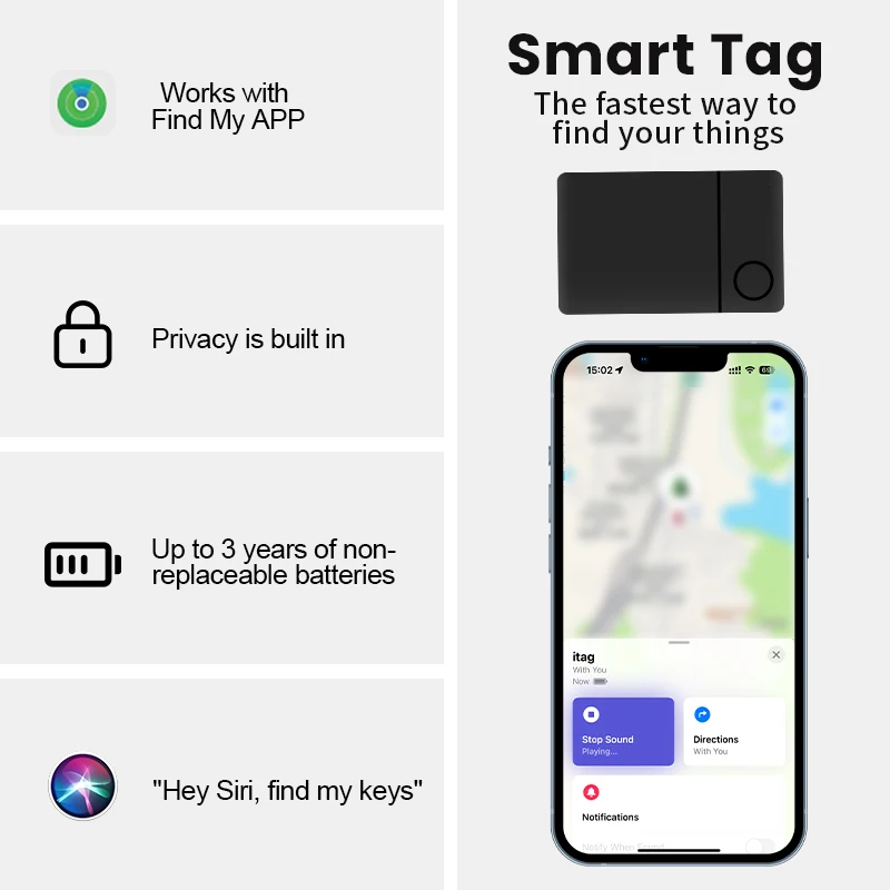 Smart bluetooth locator For Apple Smart Locator GPS Tracker Positioning Tag Luggage Passport Wallet Bluetooth Anti-loss Card Device Works With Find My