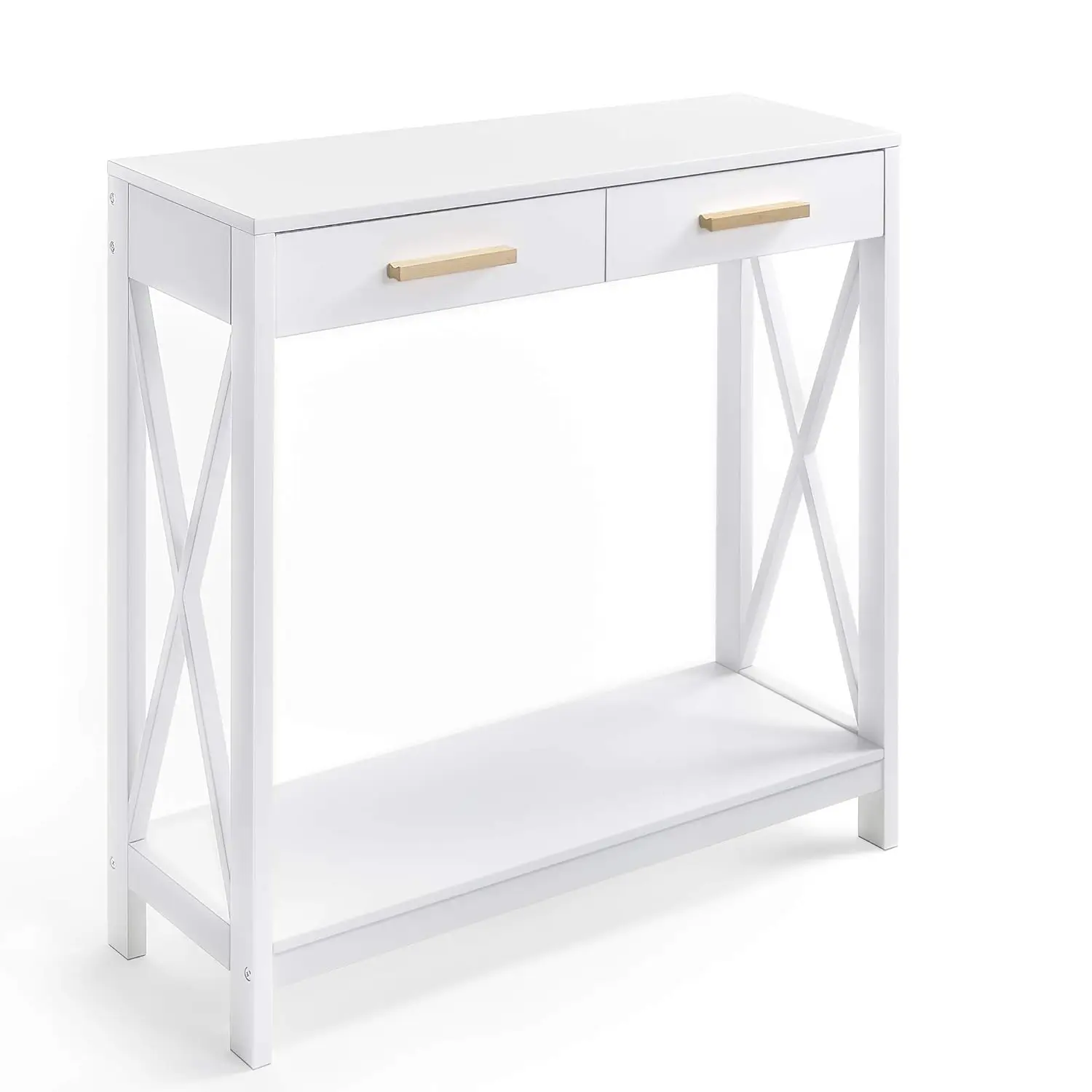 

Choice White 2-Tier 2-Drawer Compact Sofa and Console Table, Elegant Entryway, Hallway,Foyer, Accent Side Table for Living Room,