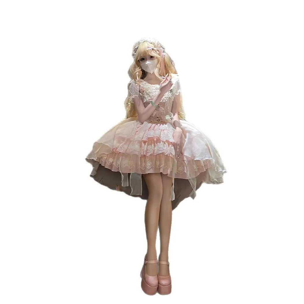 Sweet Lolita JSK Dress Tiered Short Ballet Party Dresses Tears of Roses