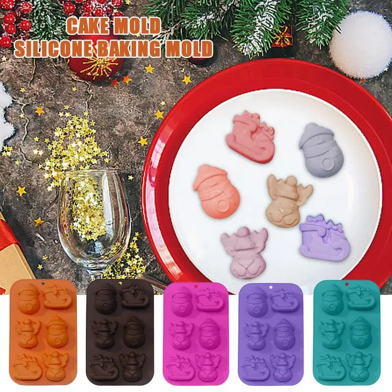 

DIY Merry Christmas Chocolate Molds Happy New Year Decoration Cookie Resin Moulds Home Chocolate Silicone Non Stick Tools