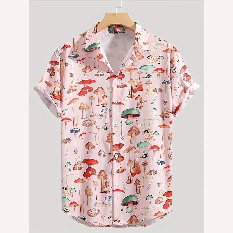 thumbnail image 1 of Camisa con estampado 3D de hongos a la moda para hombre, informal, abotonada, de manga corta, para verano, hawaianas, unisex, 1 of 4