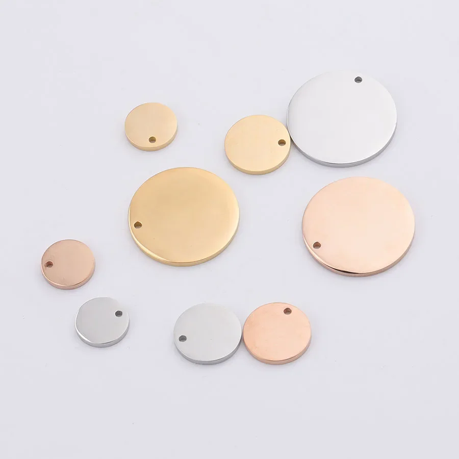 1.5mm Thickness DIY Blank Stamping Round Discs Mirror Polish Stainless Steel Engrave Charm Disk 25/20/15/12mm 20piece/lot