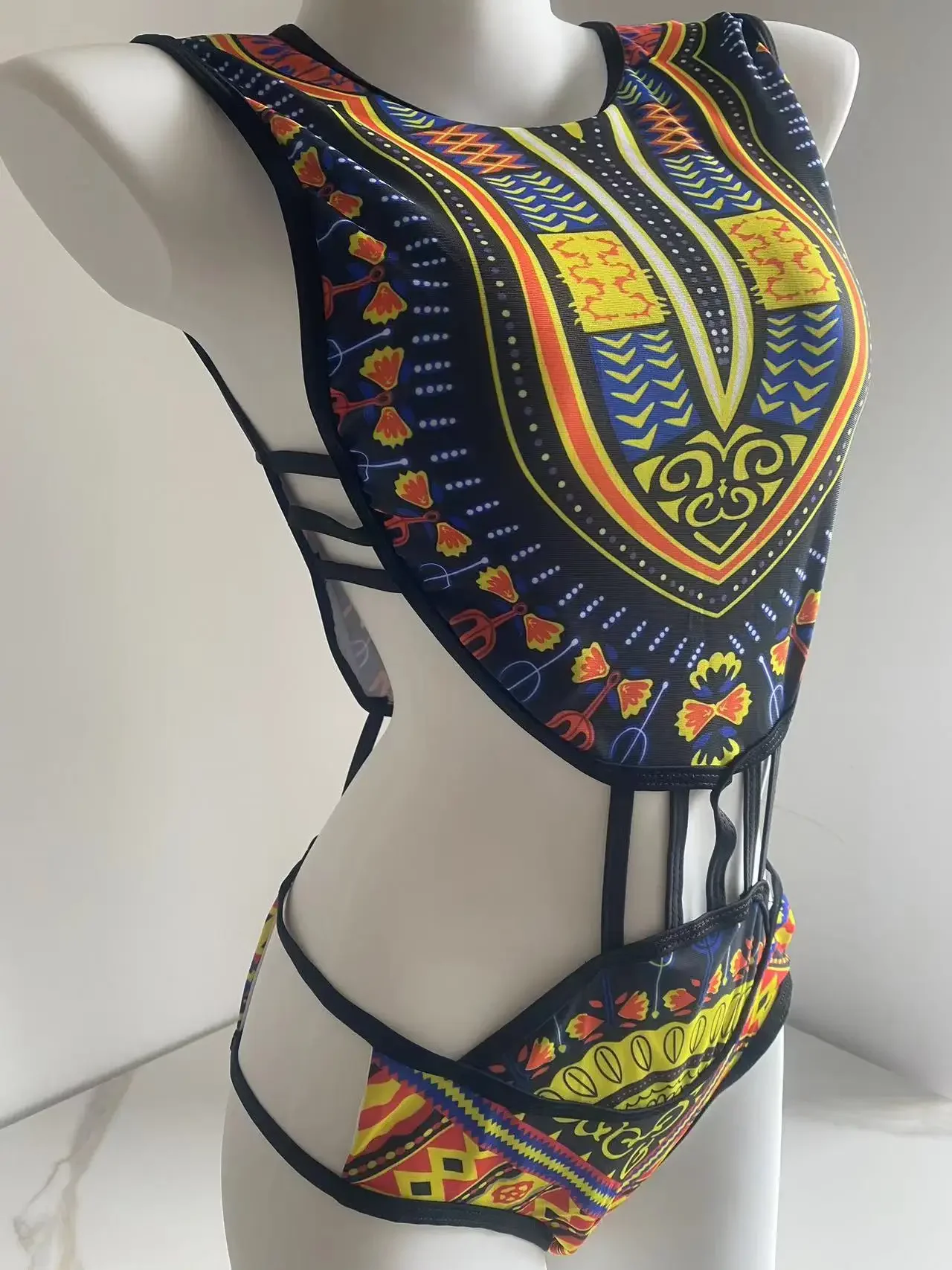 Women's Printed One-piece Swimsuit Summer Hollowed Out