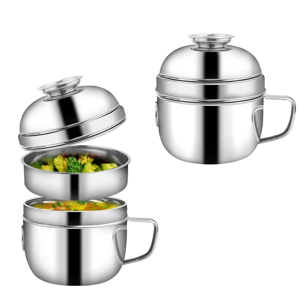 스테인레스 스틸 인스턴트 국수 그릇 컵 도시락 뚜껑 손잡이, 밥 그릇, 캠핑 조리기구, 피크닉 식기, 식품 용기 