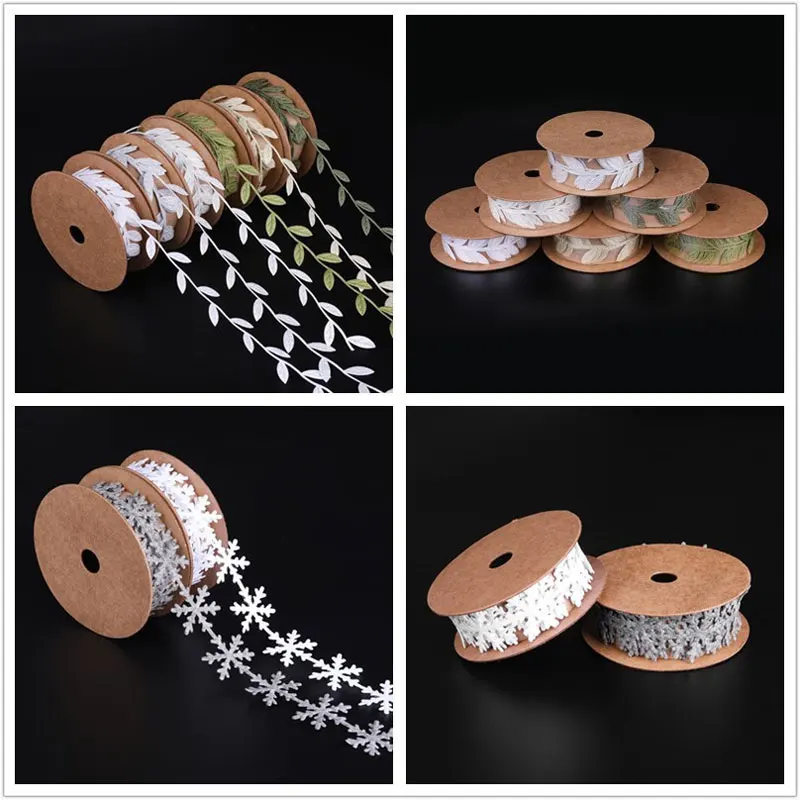 

1Meter Leaf Ribbon Artificial Gold Leaf Ribbon Lace Trim for DIY Crafts Wrapping Wedding Party Accessories Home Decor