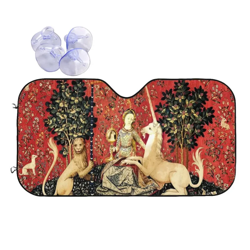 

Lady And The Unicorn Sight Medieval Renaissance Car Front Windshield Sunshade Visor Accessories Covers