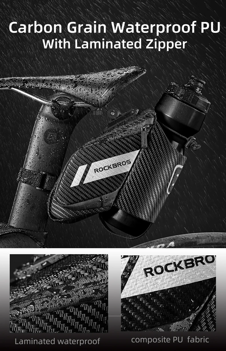 ROCKBROS Fahrrad-Hecktasche ≈1L Kapazität Fahrrad-Hecktasche Wasserdicht Reflektierend MTB Rennrad Sattel Sitztasche Radfahren Hecktaschen – Detail 5