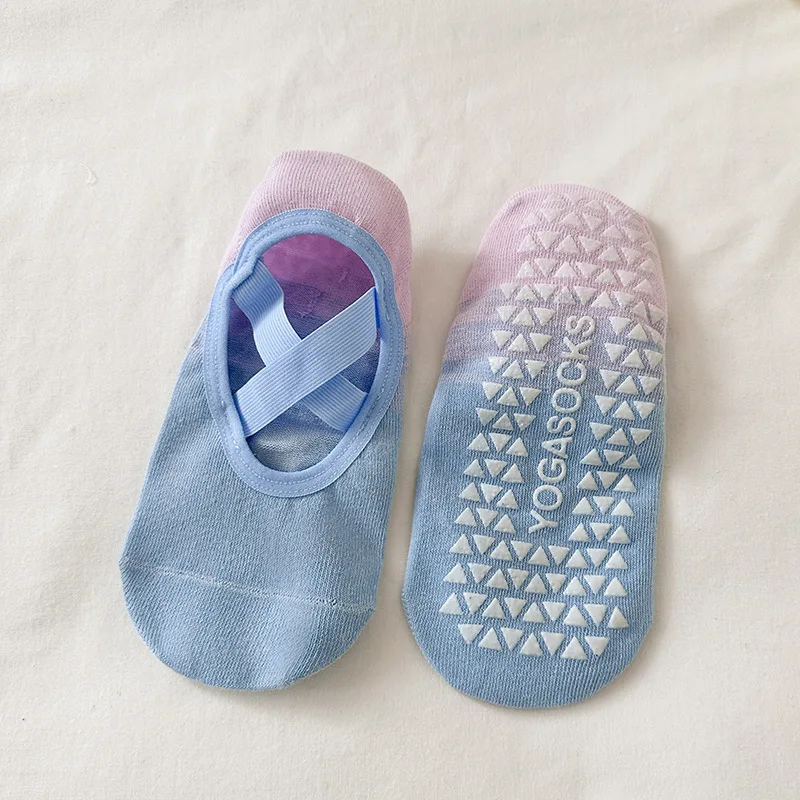 여성용 그라데이션 실리콘 미끄럼 방지 요가 양말, 필라테스 그립, 노쇼 양말