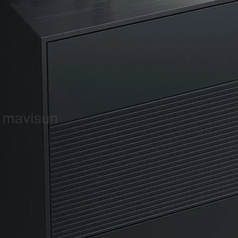Black Kitchen Cabinet Decoration Simple Solid Wood Living Room Furniture Luxury Villa Large Capacity et Stainless Steel Leg