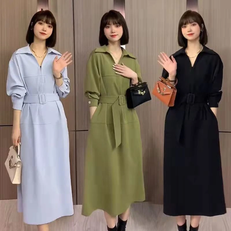 Spring Summer Korean Style Elegantes Chiffon Shirt Dress Casual Vintage Sleeve Office Unif Chic Dresses Top Clothing 2022| | - AliExpress